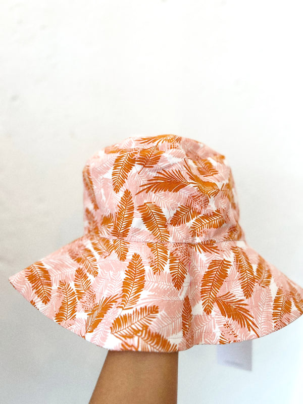 Bucket Hat - pink and ginger palms